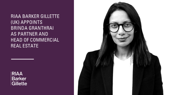 Image of RIAA Barker Gillette's new Partner and Head of Commercial Real Estate, Brinda Granthrai