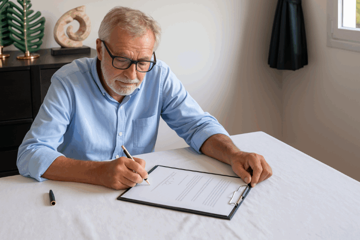 man signing a business-lasting power of attorney