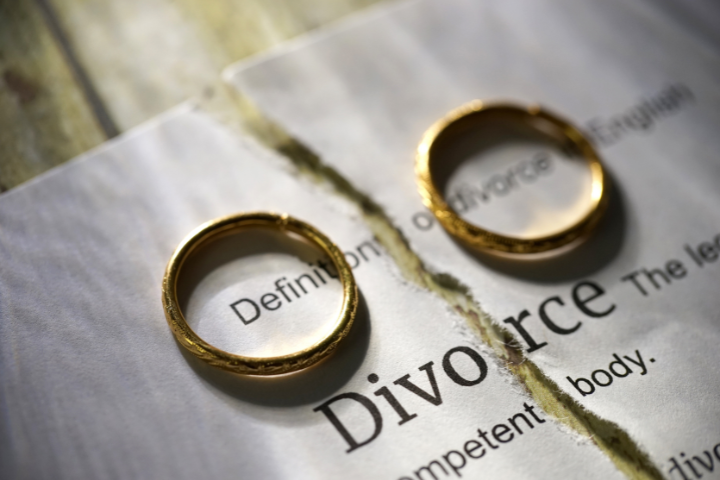 rings and divorce papers